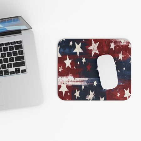 American Flag Stars Mouse Pad — Distressed Patriotic Desk Mat for 4th of July & Veterans