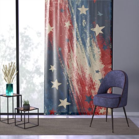 Patriotic Stars Window Curtain – Vintage Red, White & Blue Americana Drapes