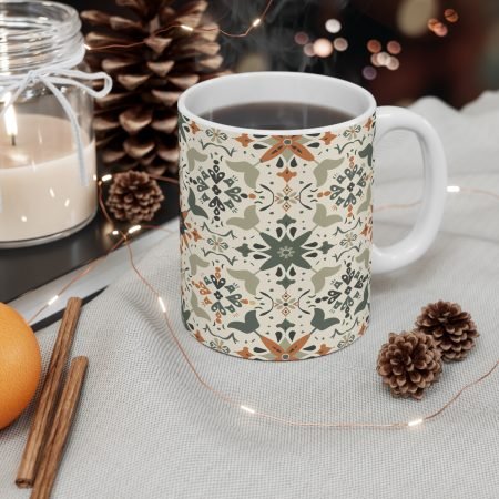 Boho Floral Pattern Coffee Mug - 11oz Ceramic Drinkware