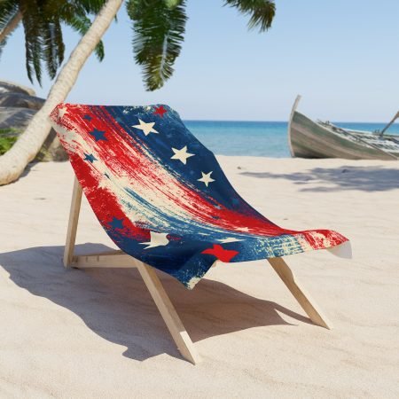 Patriotic Stars & Stripes Beach Towel — Rustic American Flag Design for 4th of July, Pool & Summer