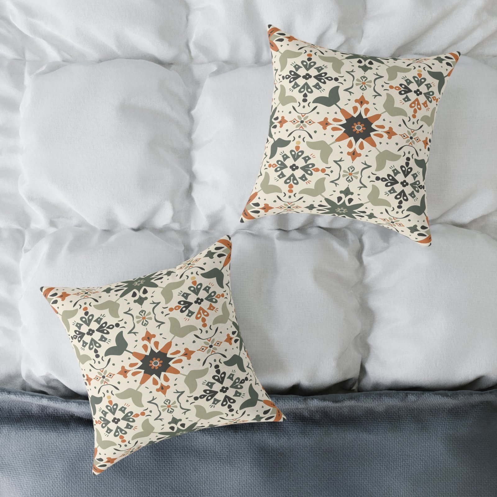 Boho Chic Square Poly Canvas Pillow - Decorative Throw Cushion for Cozy Living Spaces - Image 2