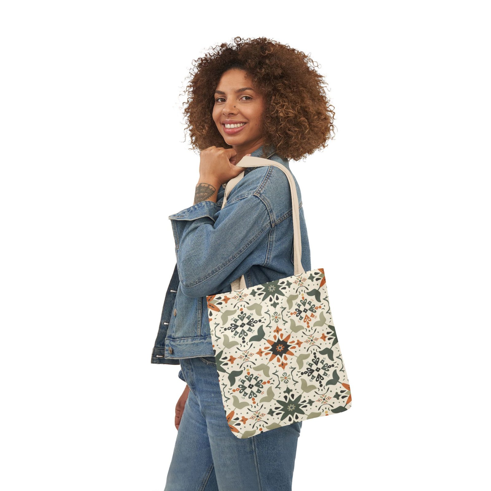 Boho Chic Canvas Tote Bag with 5-Color Straps - Stylish & Versatile Eco-Friendly Shopper