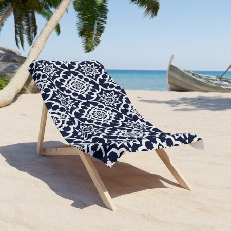 Navy Mandala Beach Towel — Coastal Boho Sun & Pool Towel