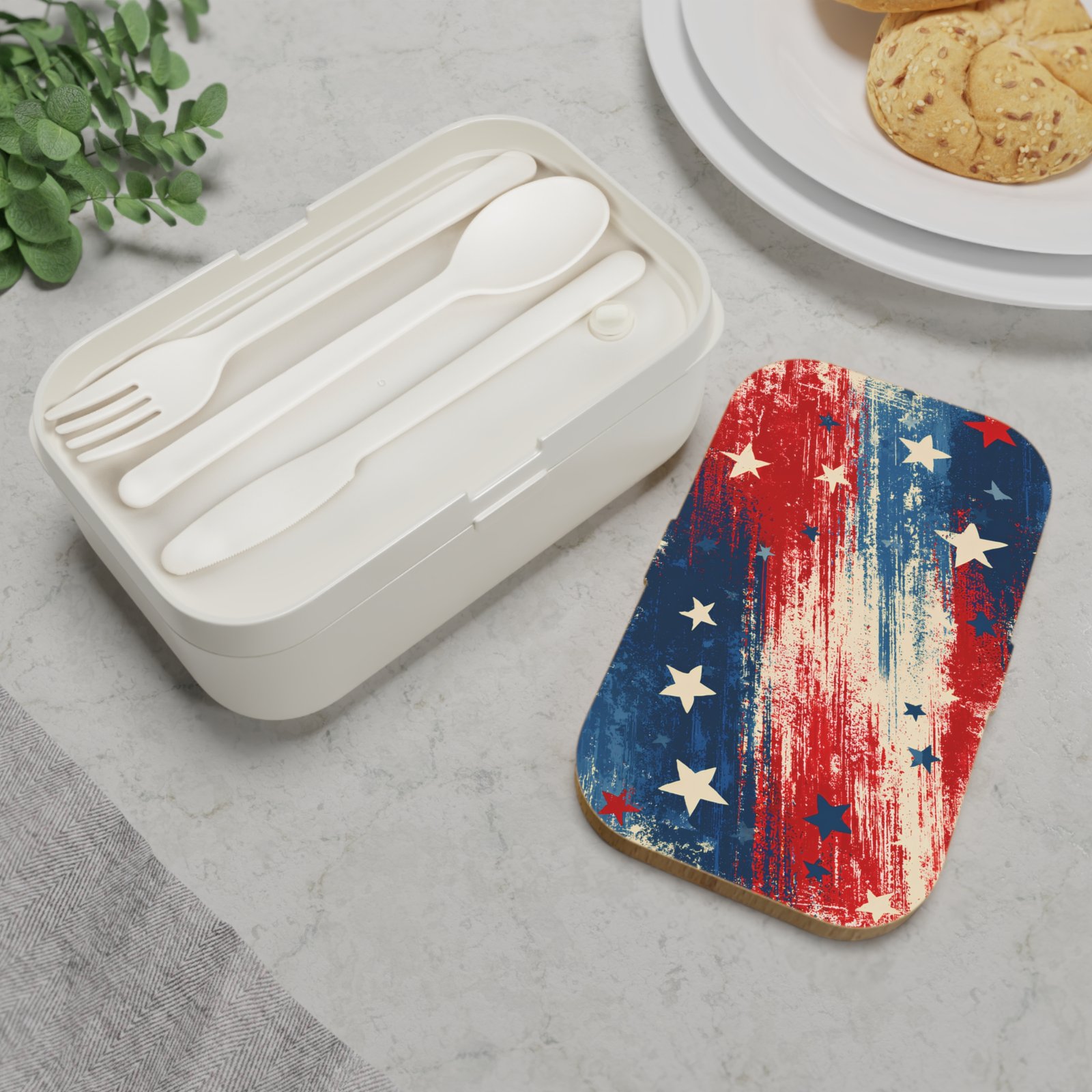Patriotic Stars & Stripes Bento Lunch Box – Americana Picnic & 4th of July Lunchbox - Image 2