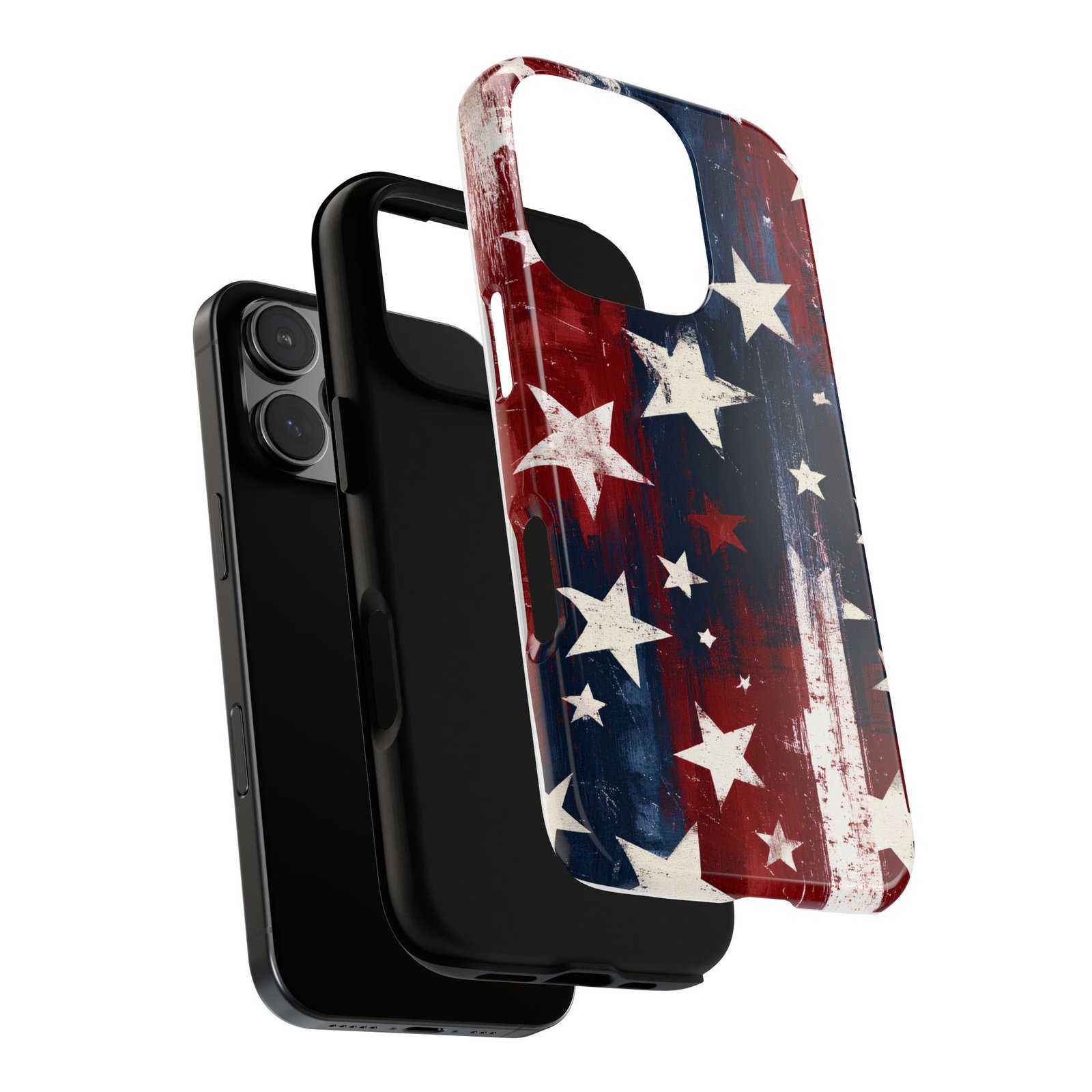 Patriotic Stars Tough Phone Case — Distressed American Flag Design - Image 2