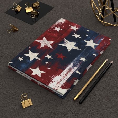 Patriotic Stars Hardcover Journal — Rustic American Flag Notebook for 4th of July & Everyday Note-taking