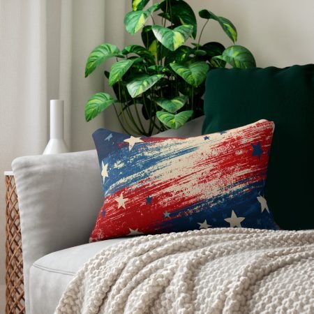 American Flag Stars Lumbar Pillow — Patriotic Red White Blue Accent Pillow