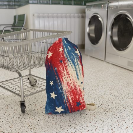 Patriotic Stars & Stripes Laundry Bag — Red White Blue Canvas Drawstring