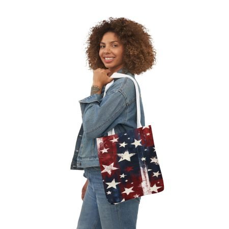 Patriotic Stars Canvas Tote Bag — Distressed American Flag Design