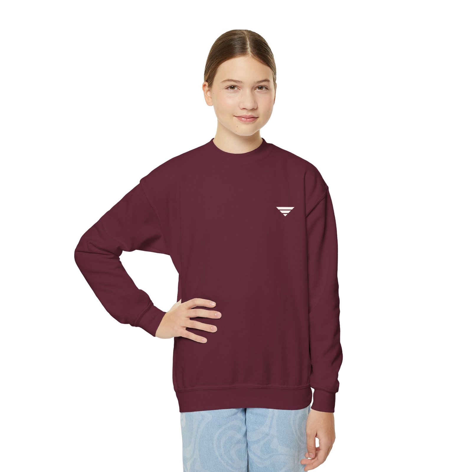 Youth Crewneck Sweatshirt — Minimal Teen Logo Pullover - Image 2