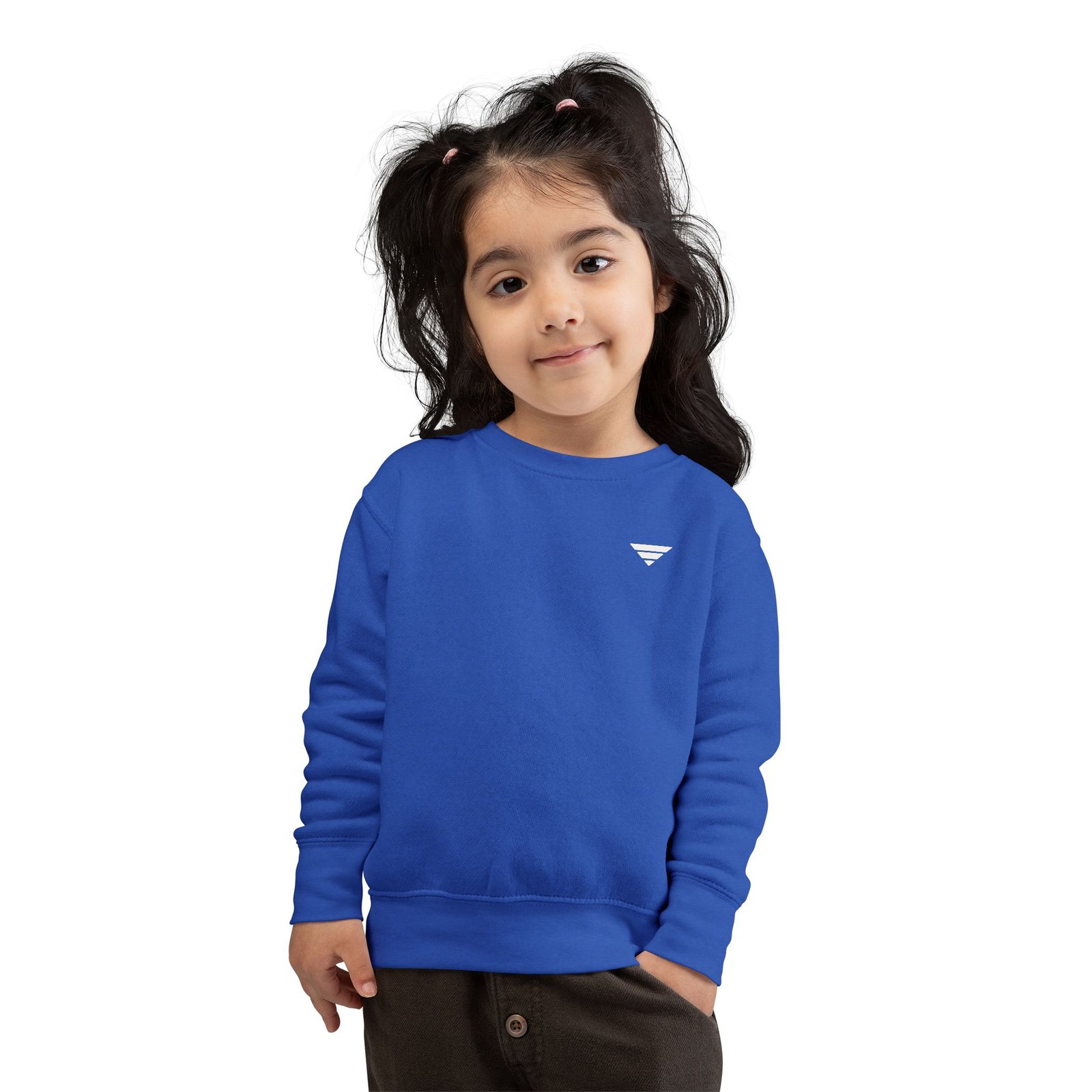 Toddler Sweatshirt - Minimal Triangle Logo Kids Pullover (Blue)