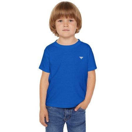 Toddler T-Shirt — Minimal Blue Tee with Small Chevron Badge