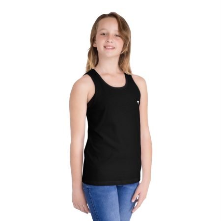 Kids' Black Jersey Tank Top — Minimal Triangle Logo
