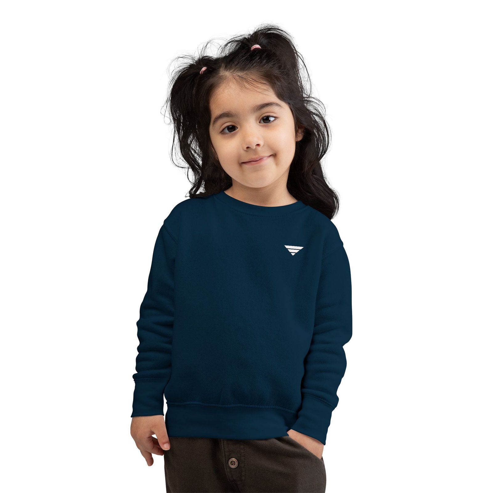 Toddler Sweatshirt - Minimal Triangle Logo Kids Pullover (Blue) - Image 3