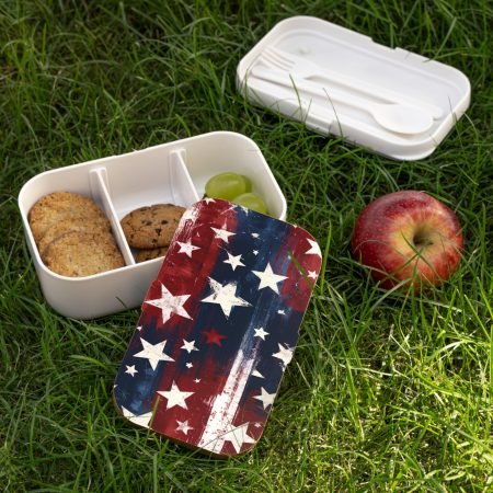 Patriotic Stars Bento Lunch Box — American Flag Distressed Design