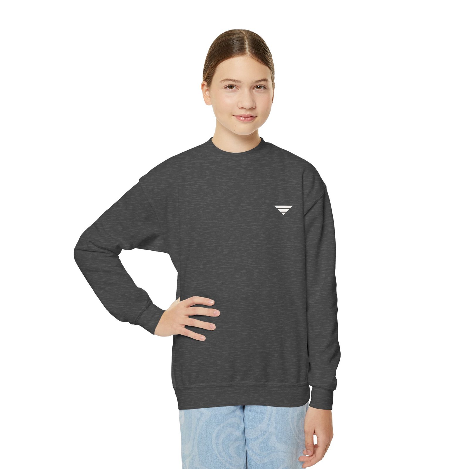 Youth Crewneck Sweatshirt — Minimal Teen Logo Pullover - Image 4