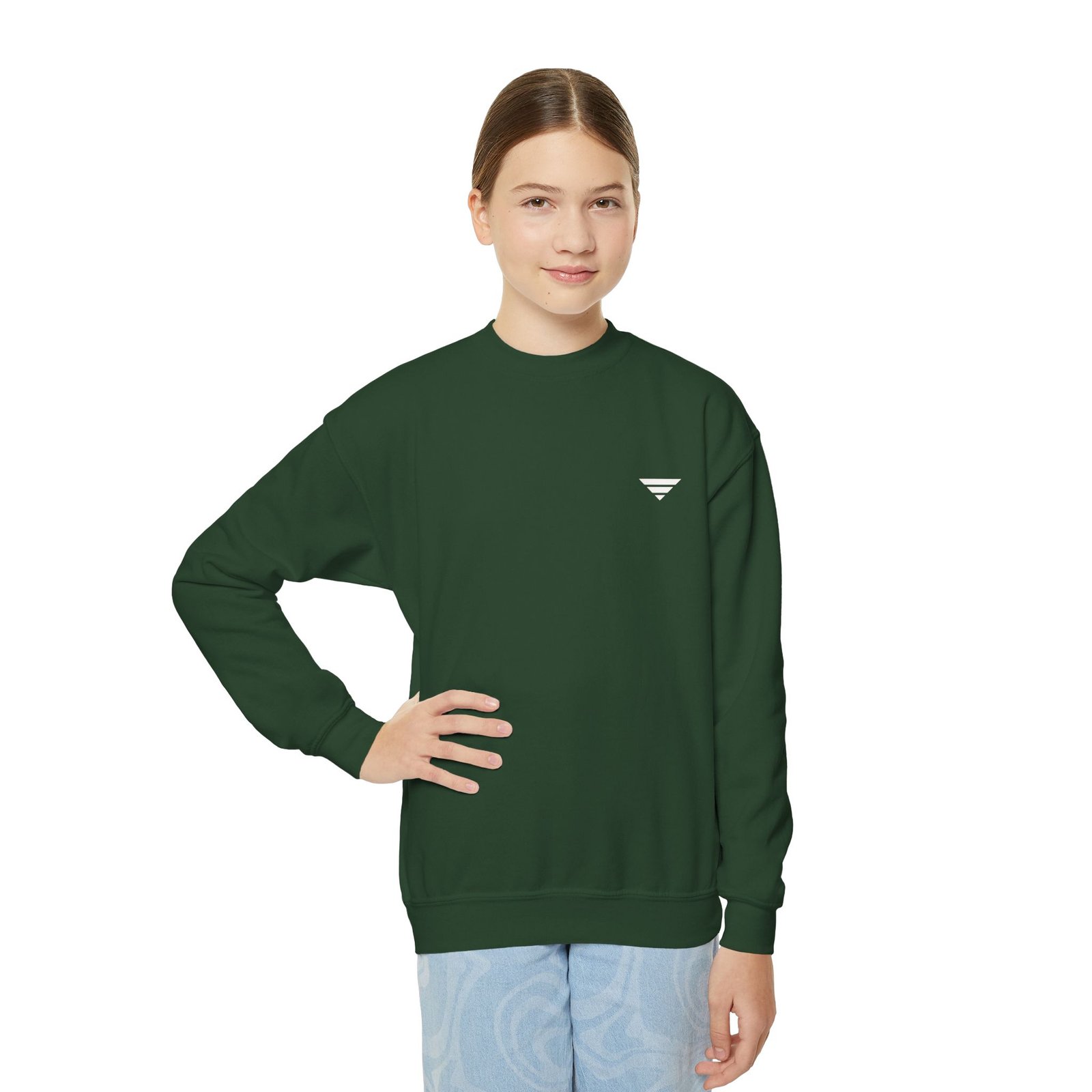 Youth Crewneck Sweatshirt — Minimal Teen Logo Pullover - Image 3